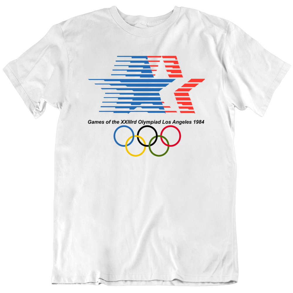 LaLaLandTshirts 1984 Los Angeles Summer Olympic Games Logo T Shirt Classic White Medium
