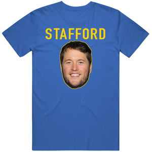 LaLaLandTshirts Matthew Stafford Big Head La Football Fan T Shirt Classic / Royal Blue / Large
