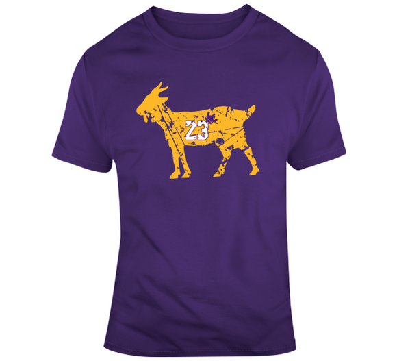 Distressed Goat 23 Los Angeles Basketball Lebron Crown T Shirt