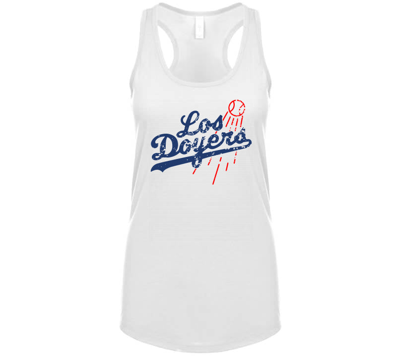 Los Doyers La Baseball Fan T Shirt Ladies Tanktop / White / Medium