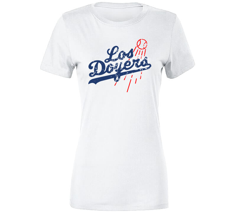 Los Doyers La Baseball Fan T Shirt Ladies Premium / White / 2 X-Large