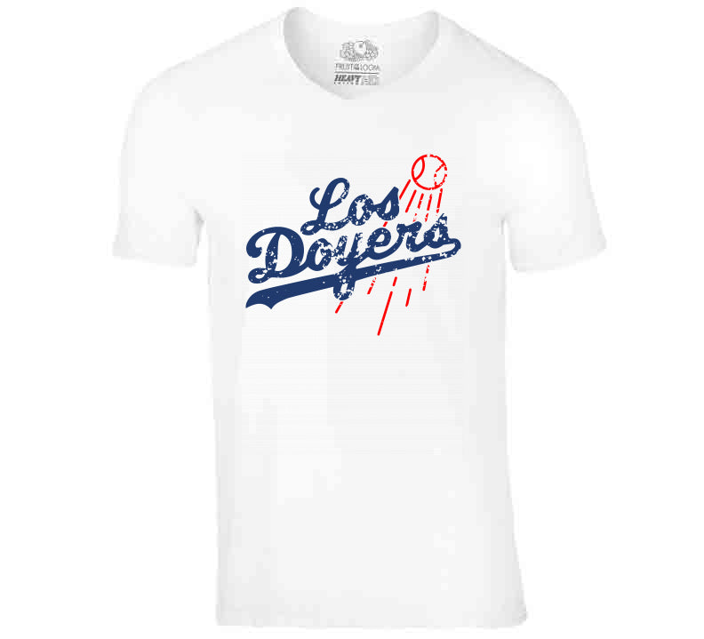 Los Doyers La Baseball Fan T Shirt V-Neck / White / 3 X-Large